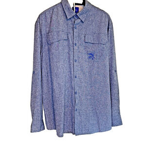 Guy Harvey Long Sleeve Blue Vented Button Down Shirt Size XL Fisherman Outdoors